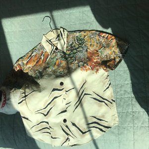 Vintage Leopards and Zebra Print Button Down Shirt